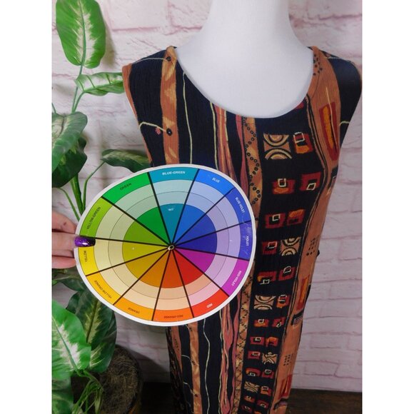 Sag Harbor Vtg Sleeveless Tribal Print Maxi Dress Brown Boho Large - Picture 9 of 11